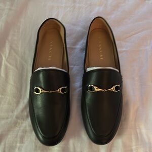 Coach Haley black leather loafer